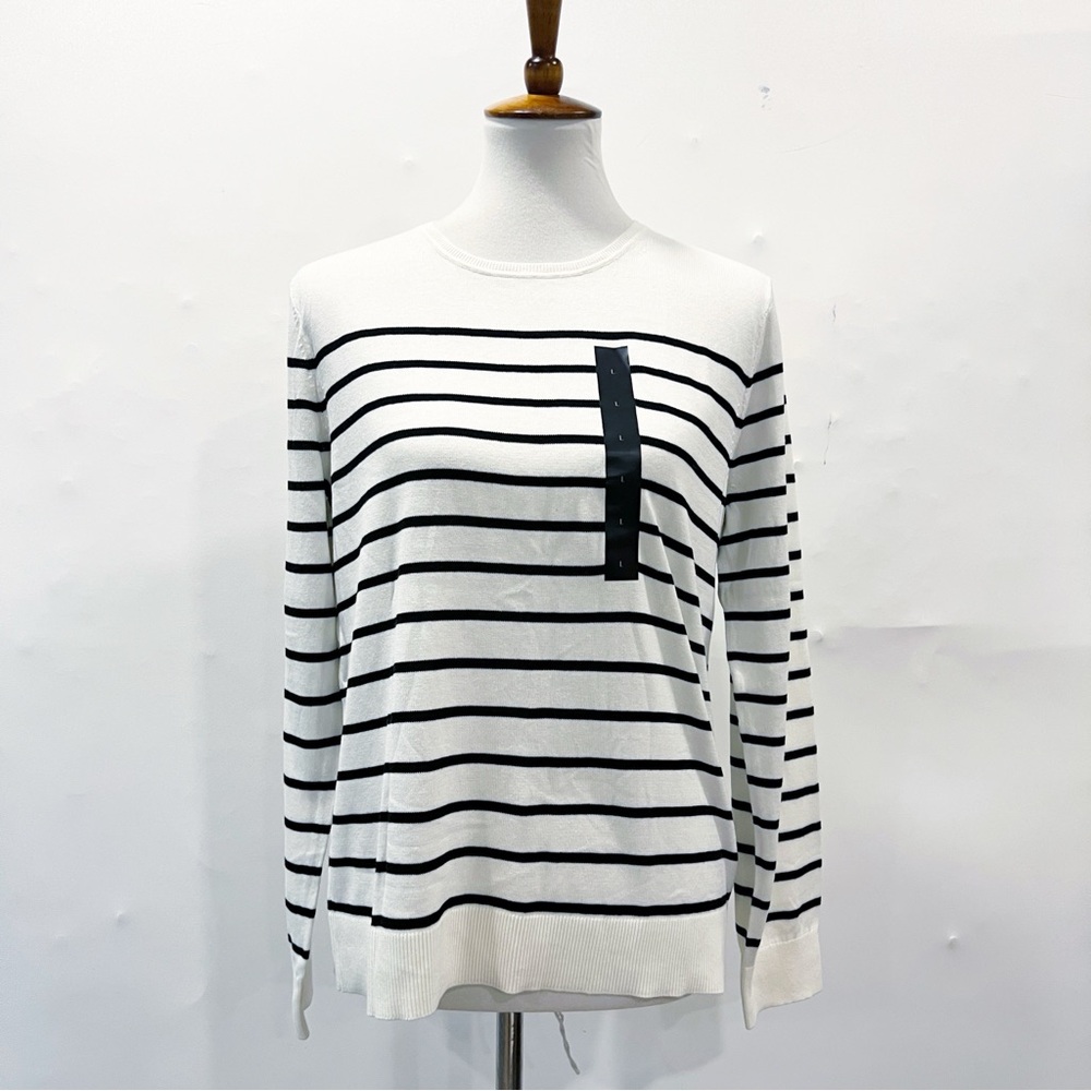 Banana Republic Factory Cream & Black Stripe Sweater NEW NWT Size Large